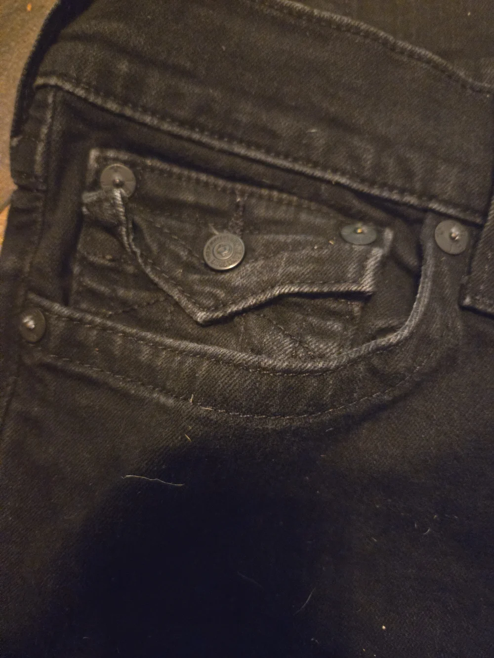 True Religion Ricky Straight Mens Size 36 Flap Pocket Black Monochromatic